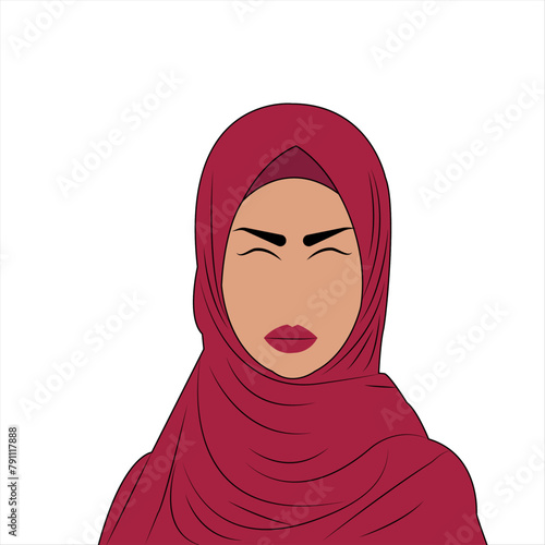 Muslim girl wearing a hijab, Muslim women in hijab vector illustration.