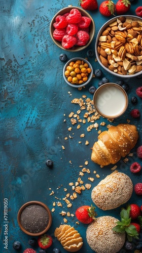 Table With Bowls of Fruit and Nuts