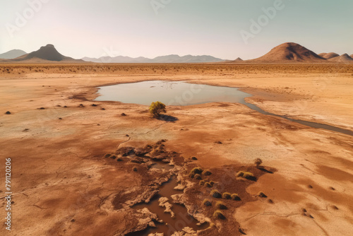 Desert Drought, Aerial Perspective Capturing Aridity and Waterlessness