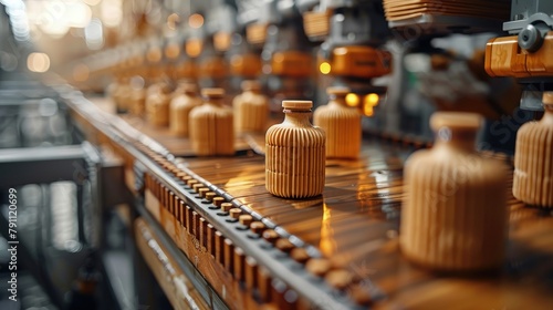 Biodegradable products manufacturing, eco-friendly goods in production line