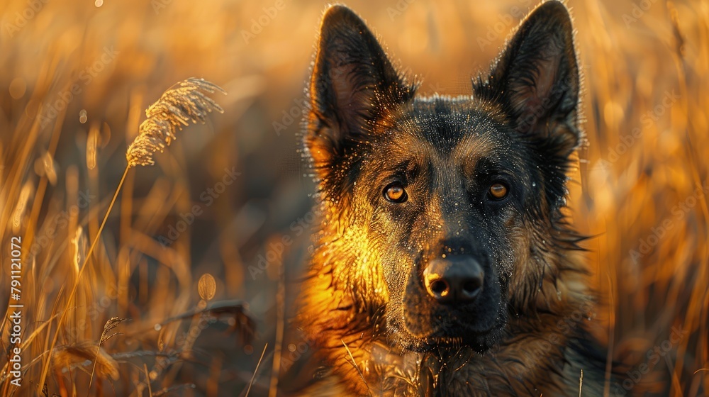 German Shepherd in a police training exercise, intense, focused German Shepherd in a police training exercise, intense, focused