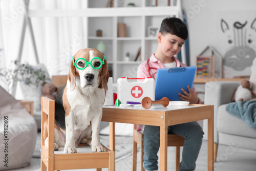 Funny Beagle dog in eyeglas...