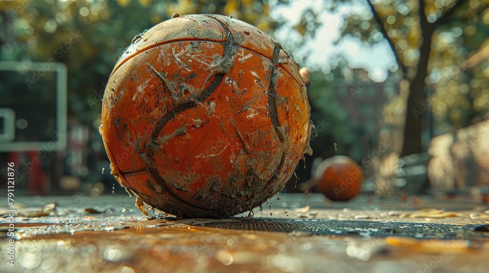 Tetherball player hitting ball, playground setting, nostalgic and ...