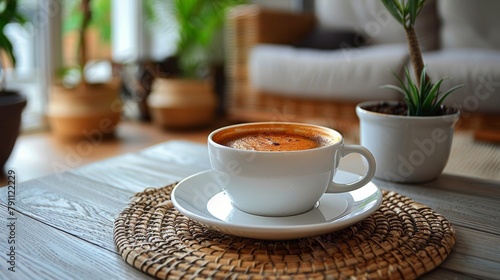 Cup of Coffee on Wooden Table
