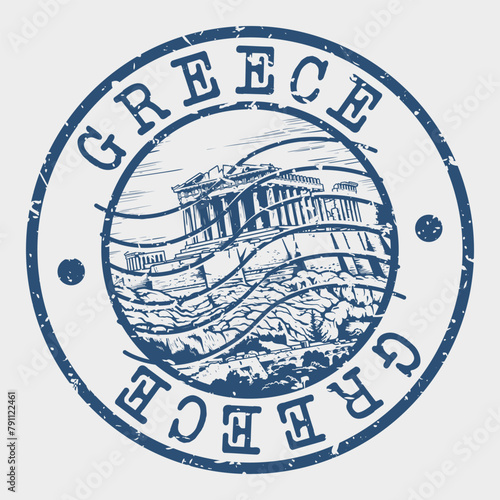 Greece Stamp Postal. Silhouette Seal. Passport Round Design. Vector Icon. Design Retro Travel. National Symbol.