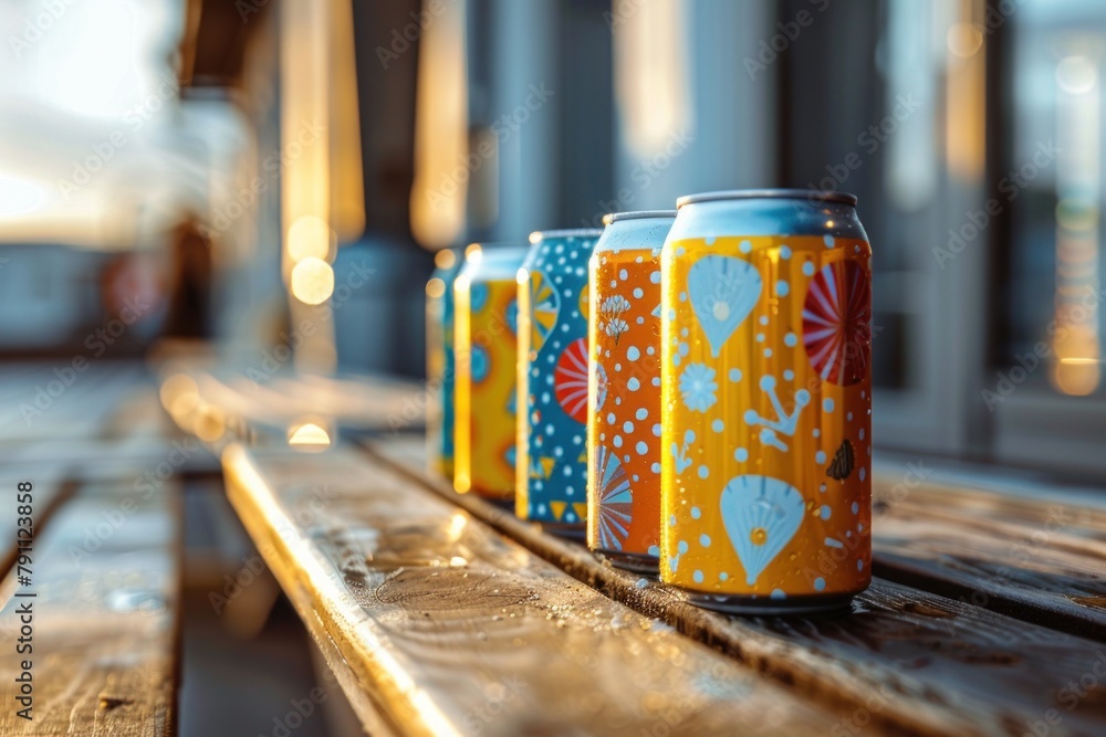 Naklejka premium Make a statement with our eye-catching beverage can visuals.