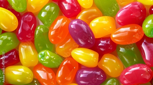 A close up of a pile of jelly beans in various colors, AI