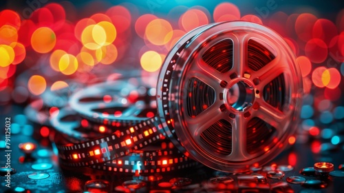 Film Reel and Lights Background photo