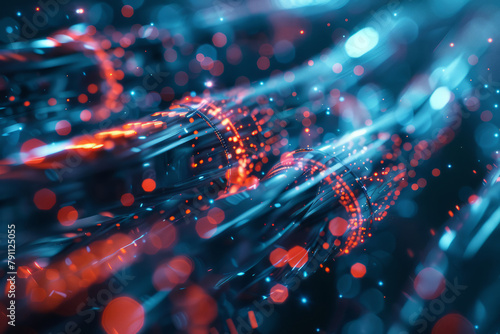 Fiber optic cables. Internet connection with optical fiber. Concept of fast internet. Generative AI © barmaleeva