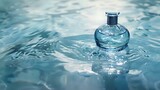 Elegance in Blue: Glass Bottle in Calm Water