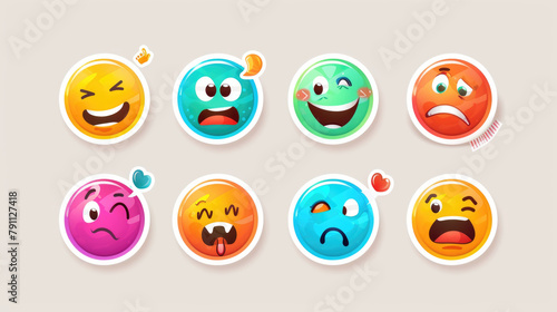 A collection of diverse faces with different colors displaying a range of emotions, including joy, sadness, surprise, and anger