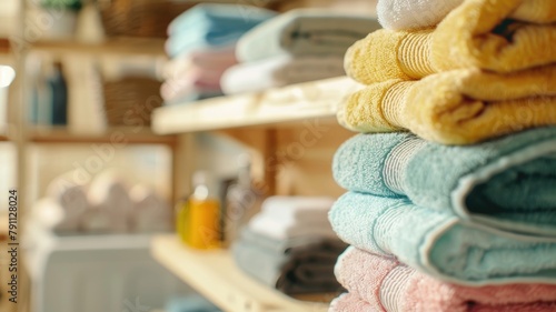 Tidy linen closet with neatly folded towels in various colors