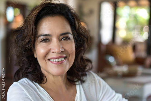 Wallpaper Mural Happy Hispanic Woman in her mid-40's, in her home Torontodigital.ca