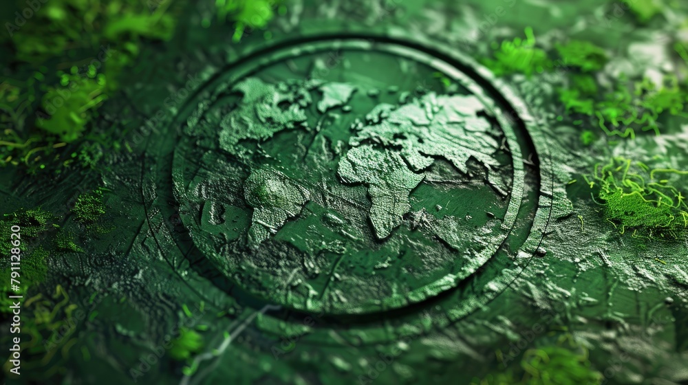 Carbon Neutral Eco Friendly Stamp with Green Climate Change Texture