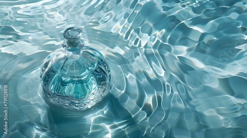 Blue Tranquility: Glass Bottle in Serene Submersion photo