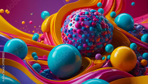 Abstract 3D background with balls, waves © tanya78