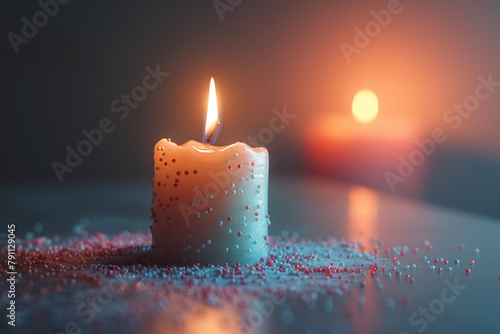 elegant candlelit ambiance with sunset background photo