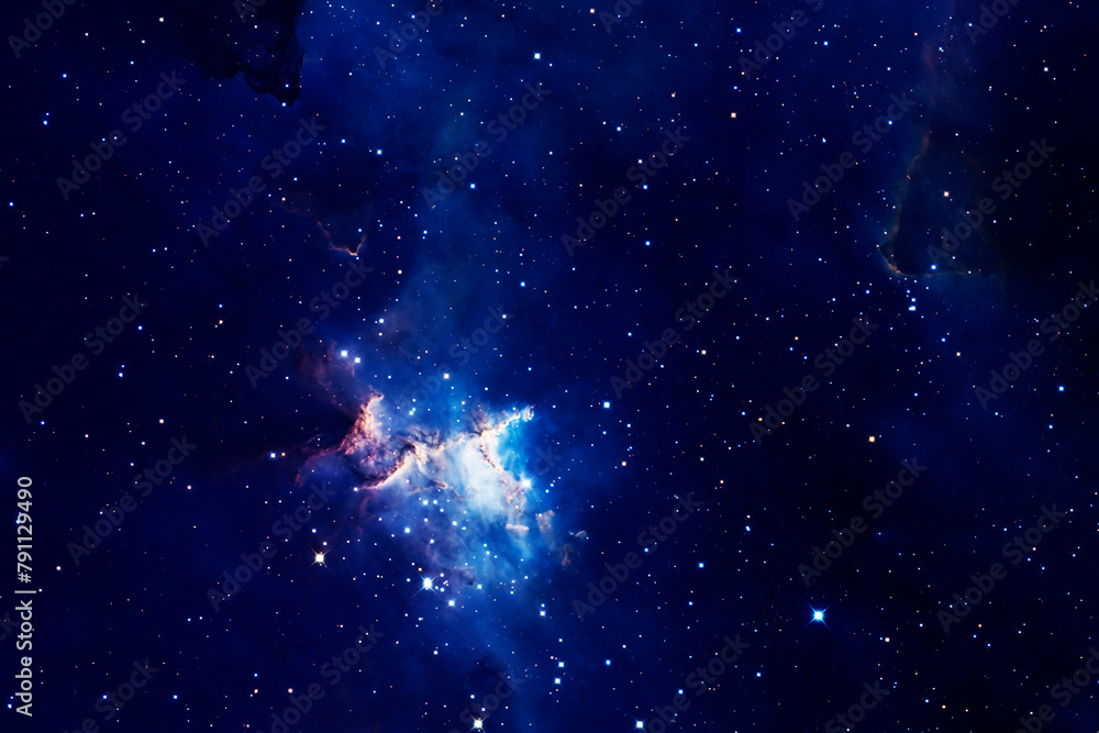 Naklejka premium Blue space nebula. Elements of this image furnished by NASA
