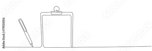 Editable stroke of clipboard in one continuous line drawing. To do list sketch and concept for test expertise and exam in simple linear style. Doodle vector illustration