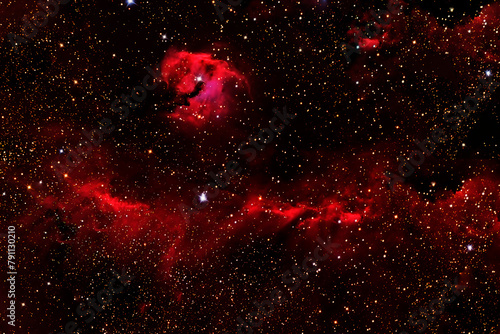 Fototapeta Naklejka Na Ścianę i Meble -  The cosmic nebula is red. Elements of this image furnished by NASA