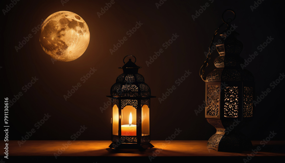 Islamic lantern, Eid Mubarak, Eid al-Adha banner. Eid Al-Adha Mubarak is a celebration of the holiday of the Muslim community against the background of the Arab landscape. celebrating the Islamic Rama Islamic lantern, Eid Mubarak, Eid al-Adha banner. Eid Al-Adha Mubarak is a celebration of the holiday of the Muslim community against the background of the Arab landscape. celebrating the Islamic Rama