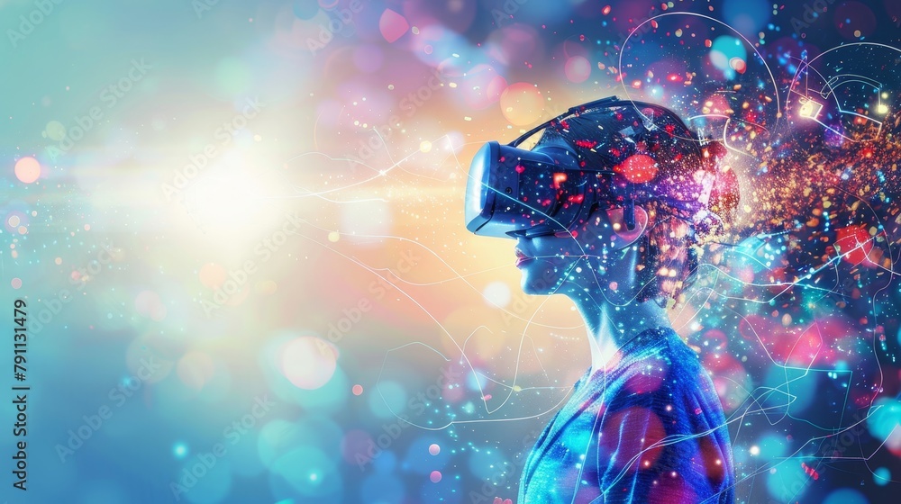 Fototapeta premium Abstract visualization of a virtual reality presentation AI generated illustration