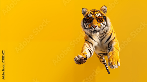 elegant tiger with trendy sunglasses.