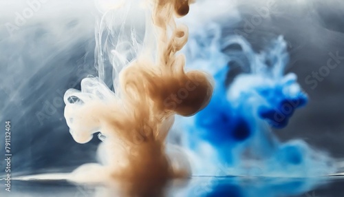 Puffs of paint in water. The dissolution of the dye in water. Water pollution. Concept art photo