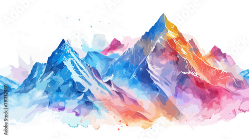 Eisberge Wasserfarben Berge Mountains Bunt Landschaft Vektor