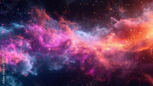 A colorful cloud of stars and space dust in the sky, AI