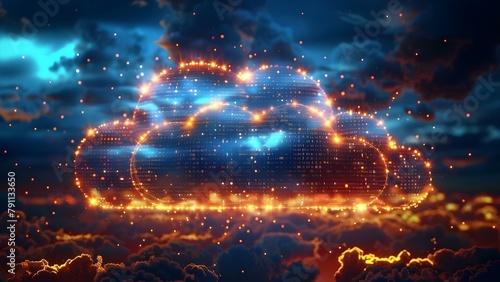 Future cloud computing services: Data storage and computing power without user management. Concept Advanced Cloud Computing Services, User-less Data Storage, Automated Data Processing photo