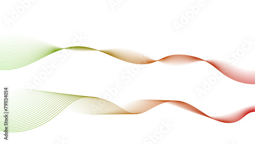 Vector curvy abstract line art wavy flowing dynamic tropical green white background in concept music or sound, wave, wind, information flow photo