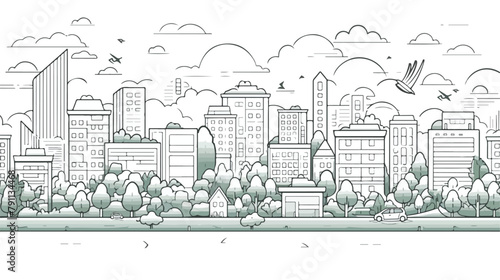 Cityscape with eco friendly technology architecture