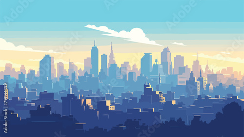 Cityscape silhouette isolated icon 2d flat cartoon photo