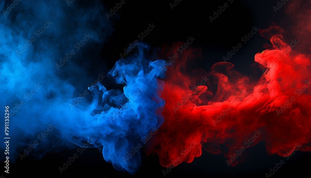 Blue vs Red Smoke Effect on Black Vector Background 