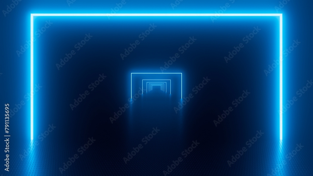 3D illustration of neon tunnel 3D illustration of neon tunnel