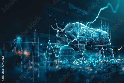 A bull is digitally illustrated in this image, showcasing its features and presence. Generative AI photo