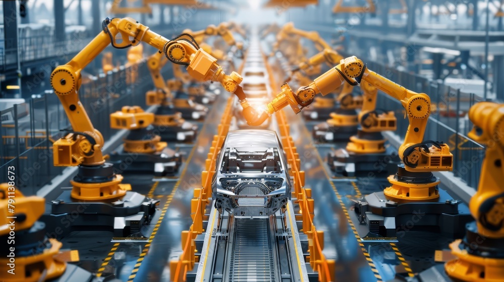 Automated industry manufacturing vehicles AI generated illustration Automated industry manufacturing vehicles AI generated illustration