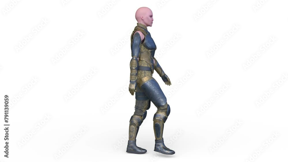 歩くサイバーウーマン　3DCGレンダリング