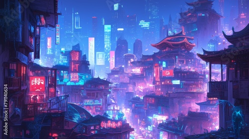 Anime Style Painting 80s City Environment Elements Wallpaper Background