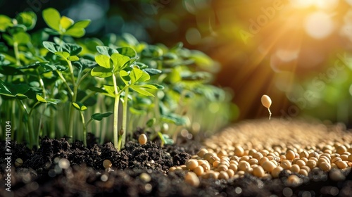 Macro View of Sprouting Seed in Nutrient Rich Soil Showcasing Nature s Renewal and Growth Potential