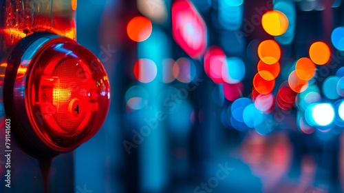 A panic button used to alert security in case of an emergency and restrict access to the affected area. .