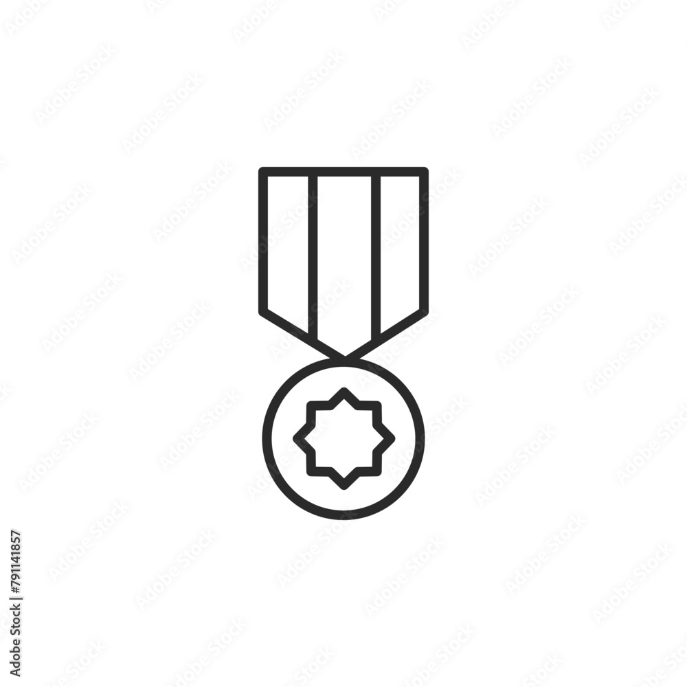 Military medal icon. Simple representation of a medal with a star, often awarded for bravery, achievement, or service. Suitable for military, achievements, and ceremonial use. Vector illustration. Military medal icon. Simple representation of a medal with a star, often awarded for bravery, achievement, or service. Suitable for military, achievements, and ceremonial use. Vector illustration.