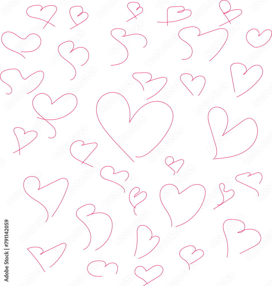 hand draw seamless pattern  background with hearts