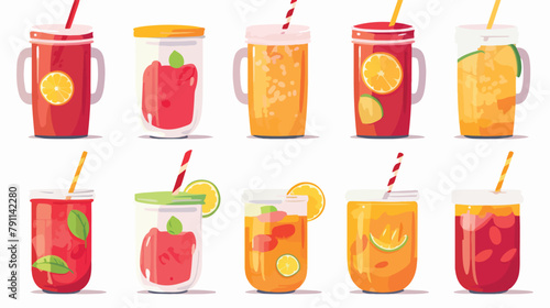 Cold drinks set. Soda water sweet fizzy beverages f