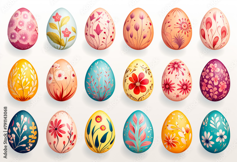 Easter eggs icons. Easter day festival. Vector illustration