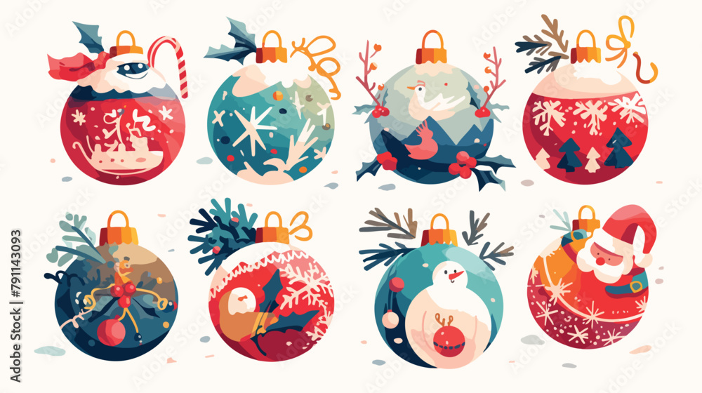 Collection of beautiful baubles and decorations for