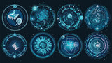 Collection of astrological symbols placed inside ro