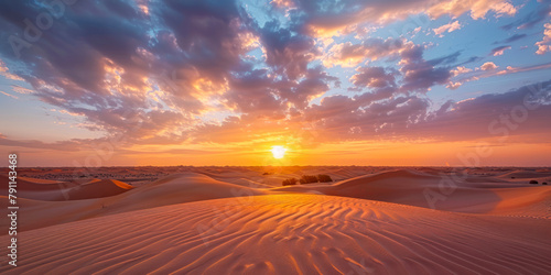 Beautiful desert sunrise view near Saudi Arabia.