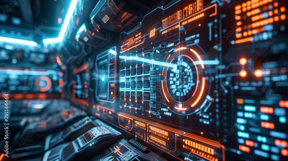 Futuristic Sci-Fi Control Panel Interface Futuristic Sci-Fi Control Panel Interface